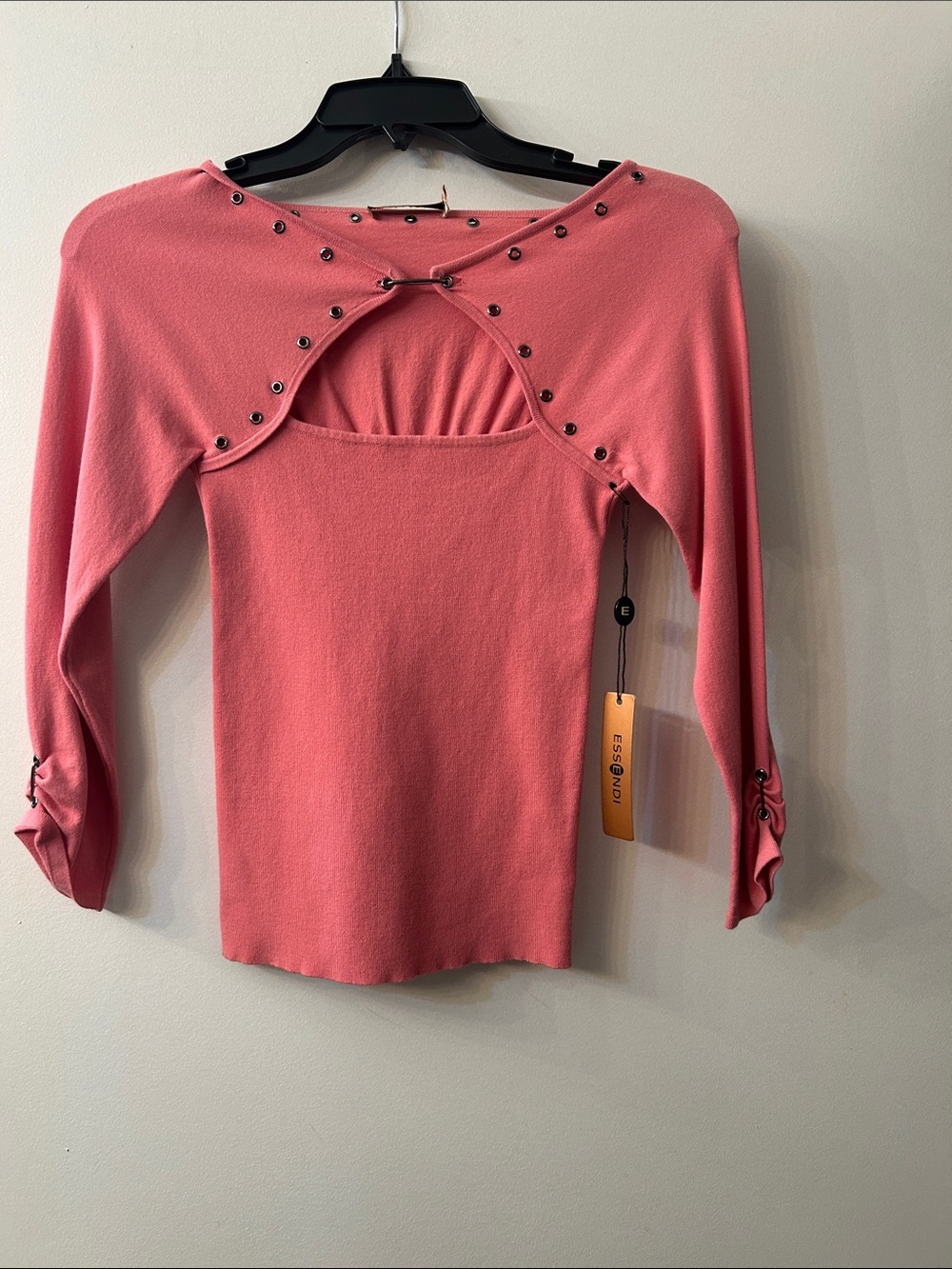 Cutout Detail Long-Sleeve Knit Top in Rose
